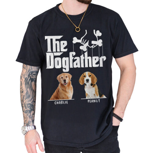 The Dogfather Shirt with Custom Dog Photo and Name, Personalized Unisex T-shirt, Hoodie, Sweatshirt, Dog Dad Gift for Father’s Day, Birthday, Christmas