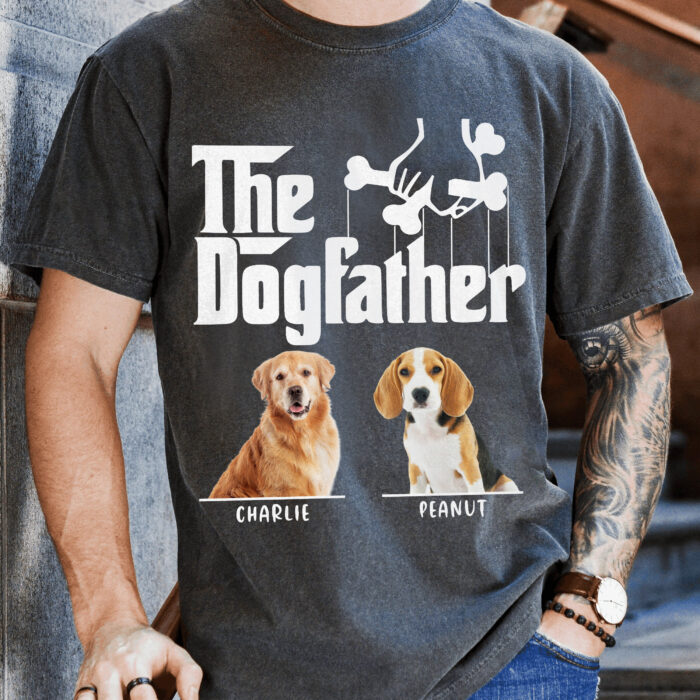 The Dogfather Shirt with Custom Dog Photo and Name, Personalized Unisex T-shirt, Hoodie, Sweatshirt, Dog Dad Gift for Father’s Day, Birthday, Christmas - Image 4