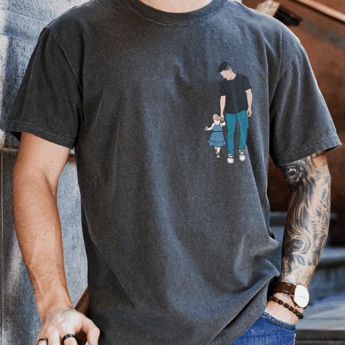Custom Drawing Shirt from Photo with Kids’ Names, Personalized Unisex T-shirt, Hoodie, Sweatshirt, Illustrated Gift for Dad, Grandpa, Papa, Father’s Day, Birthday, Christmas - Image 4