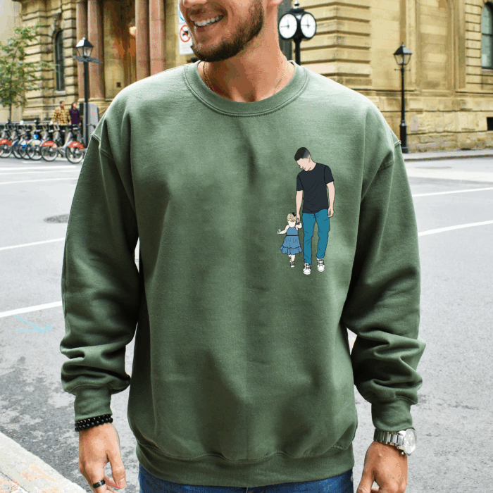 Custom Drawing Shirt from Photo with Kids’ Names, Personalized Unisex T-shirt, Hoodie, Sweatshirt, Illustrated Gift for Dad, Grandpa, Papa, Father’s Day, Birthday, Christmas - Image 5